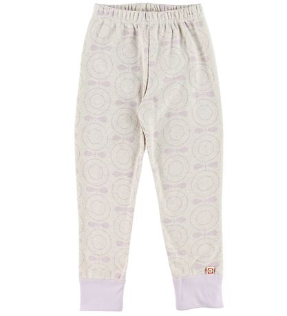 Katvig Leggings - Gråmeleret/Lavendel m. ?bler