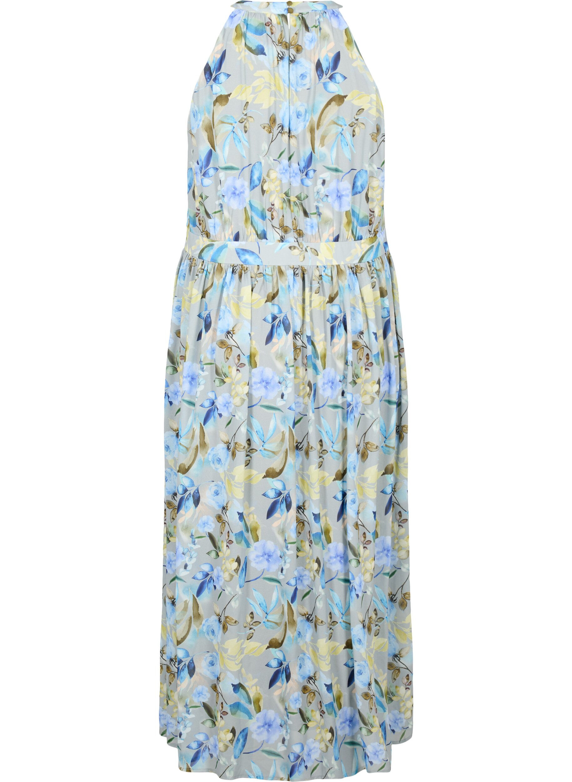 Blomstret maxikjole med halterneck
