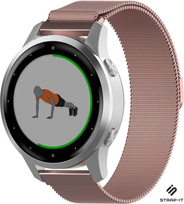Garmin - Vivoactive 4s - Milanees Bandje - Roze - 40mm - Bandbreedte 18mm
