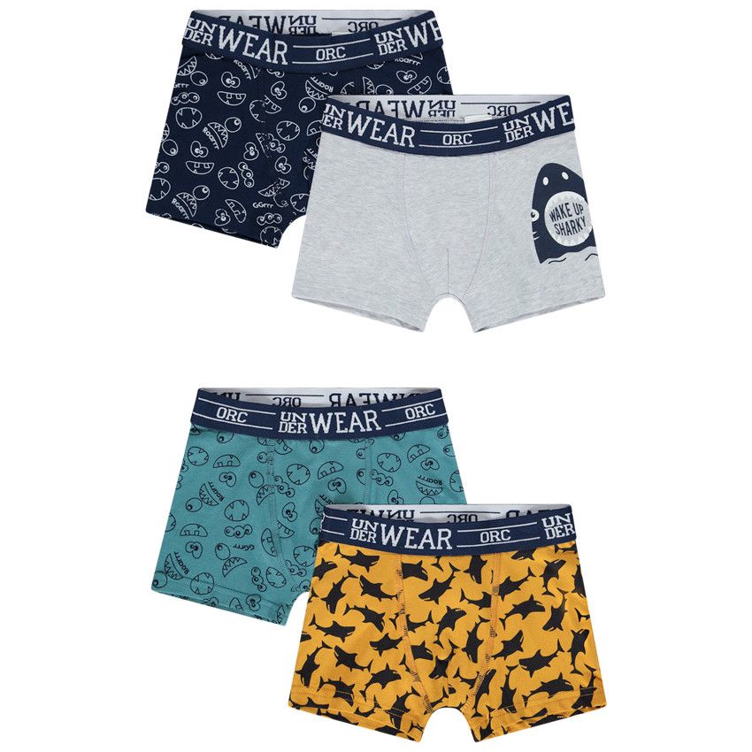 Lot de 4 boxers imprimé requins pour garçon - Bleu marine
