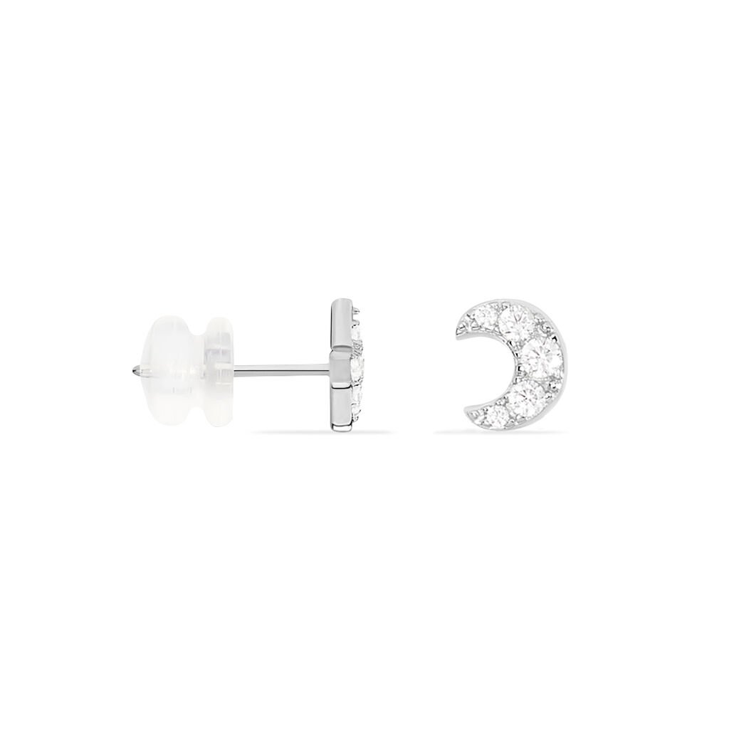 Boucles D'oreilles Puces Eden Or Blanc Oxyde De Zirconium