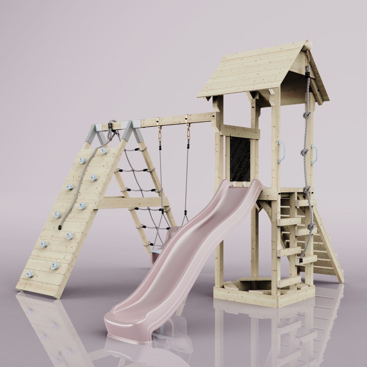 PolarPlay Trondheim houten speeltoren in roze