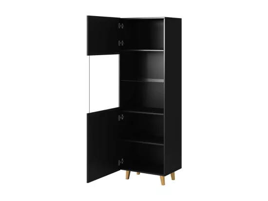Vitrine design noir mat 182 x 60cm Gustave