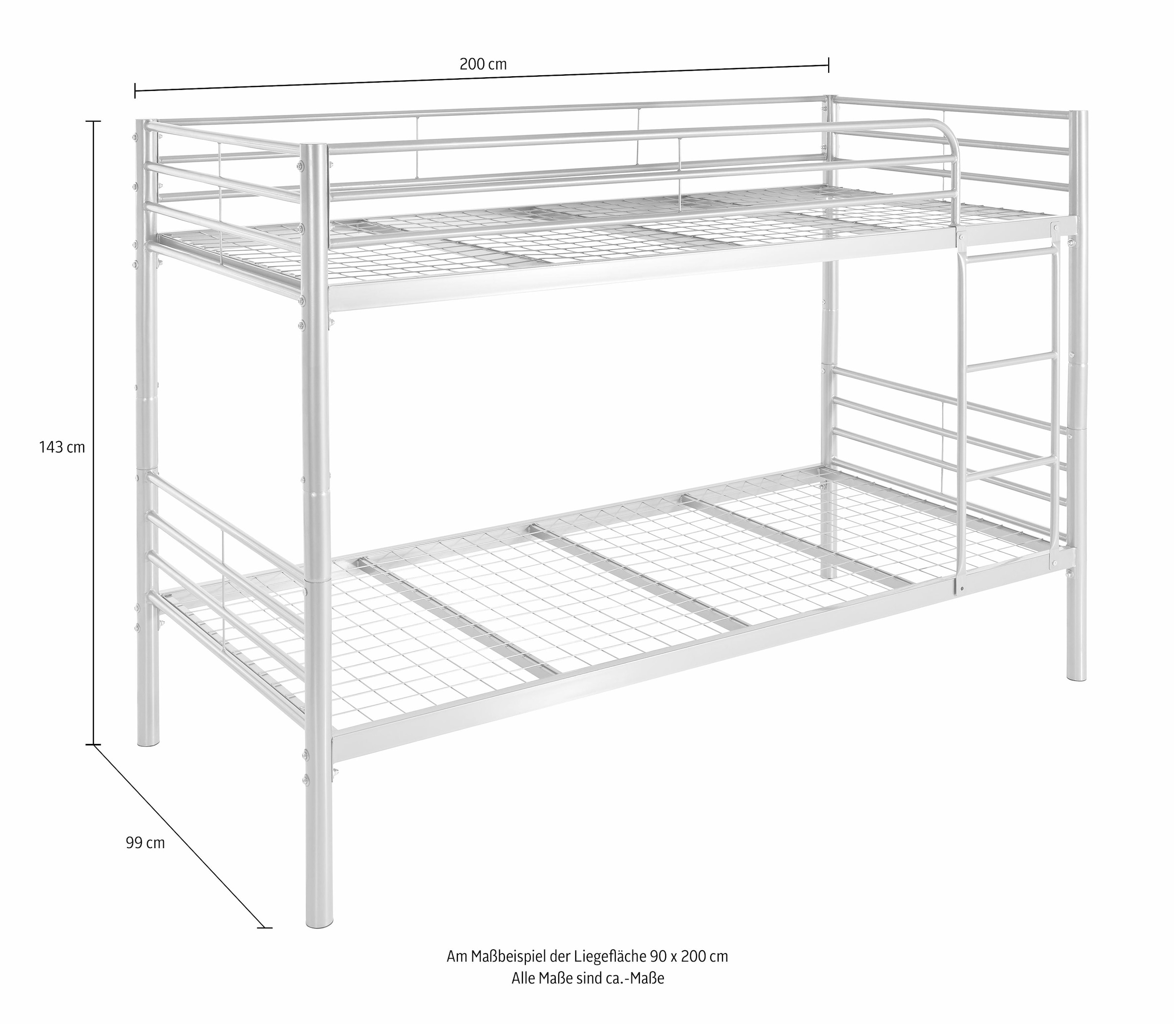 ATLANTIC home collection Etagenbett »Alex« inkl. Lattenrost, Absturzsicherung und Leiter aus Metall