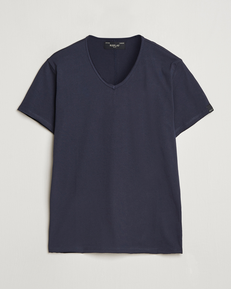 Replay V-Neck T-Shirt Night Blue