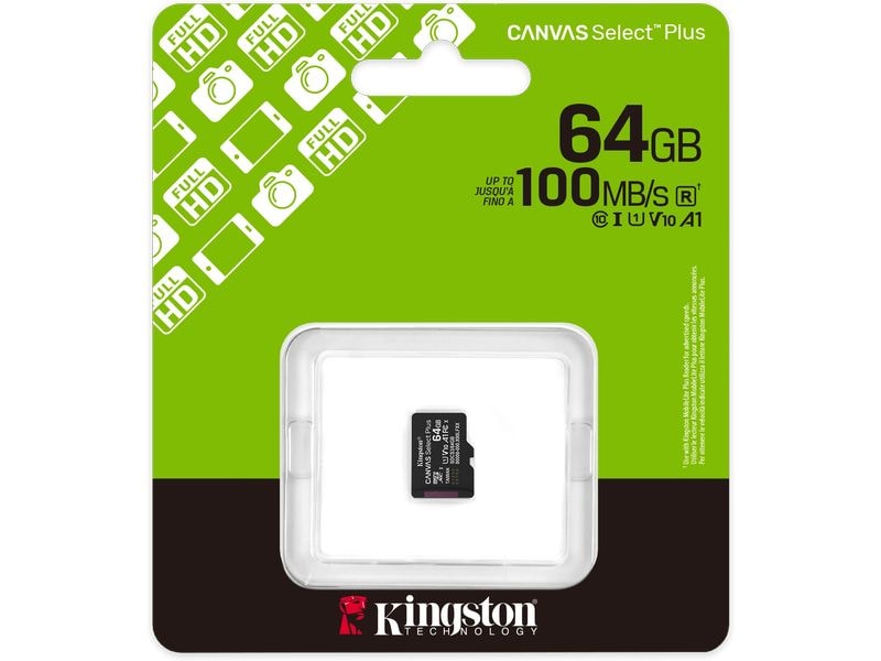 Kingston microSDXC-Karte Canvas Select Plus Gen3 64 GB Robuste microSDXC-Karte für Full-HD-Aufnahmen