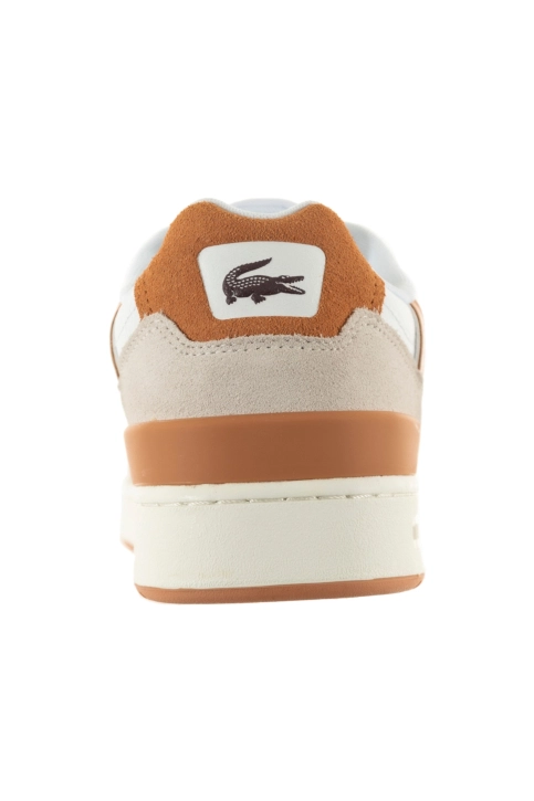 Baskets basses lacoste t clip contrasted accent leather 2j8 wht/lt brw