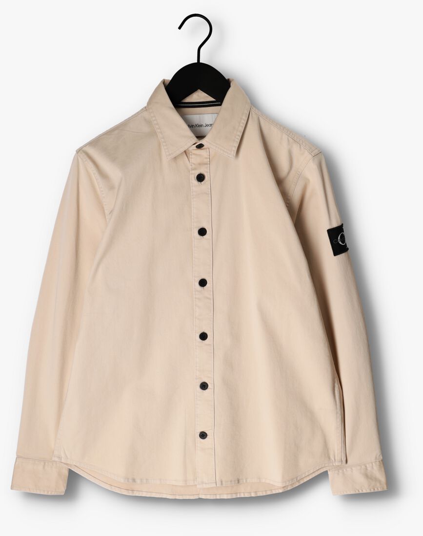 CALVIN KLEIN beige calvin klein overshirt monologo badge relaxed shirt