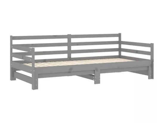 Lit coulissant sans matelas gris 2x(90x200) cm