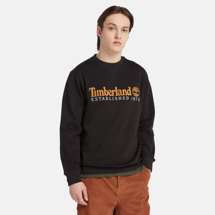Sweat-shirt à col rond avec logo Est. 1973 pour homme en noir