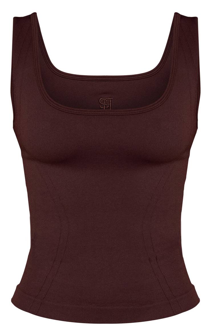 Chocolat Débardeur De Sport Petite Plt Avec Détails De Coutures Seamless