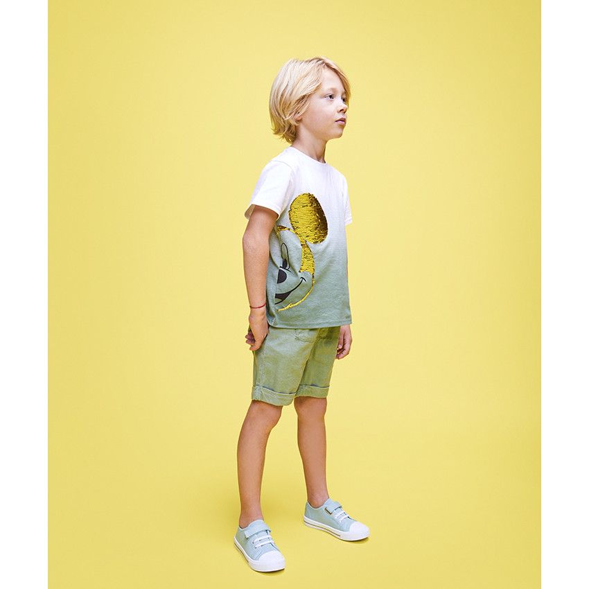 Bermuda en coton avec poche kangourou pour garçon - Vert