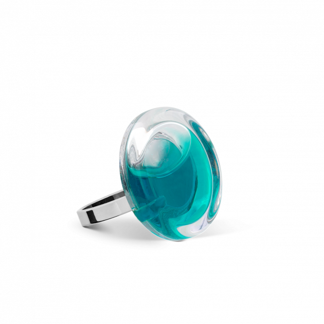 Bague en verre soufflé - Cachou Nano Transparent