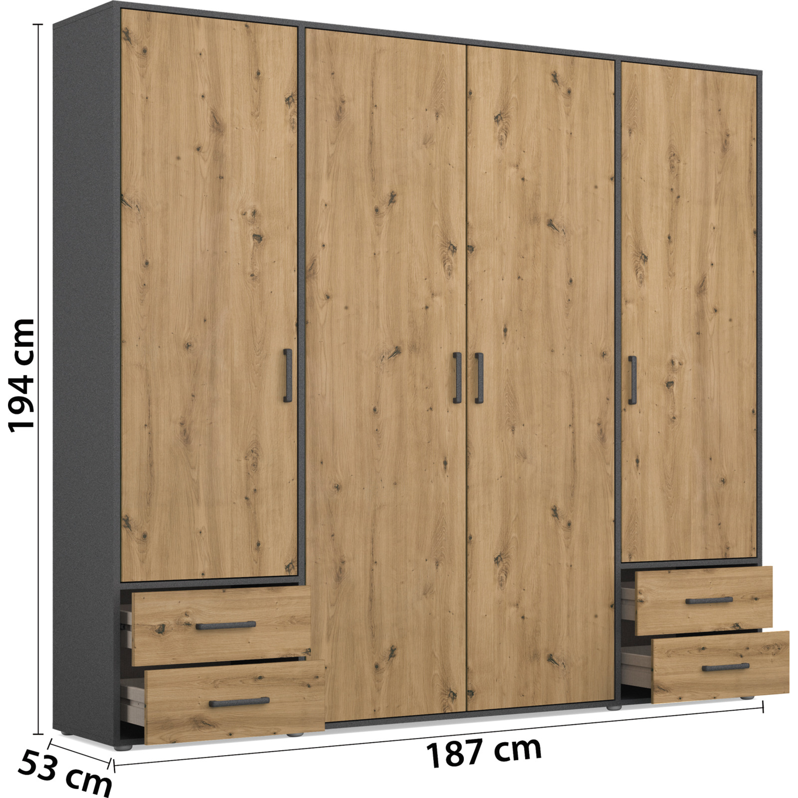 Schrank Voyager Dekor 187 x 194 x 53 cm grau met. / Artisan