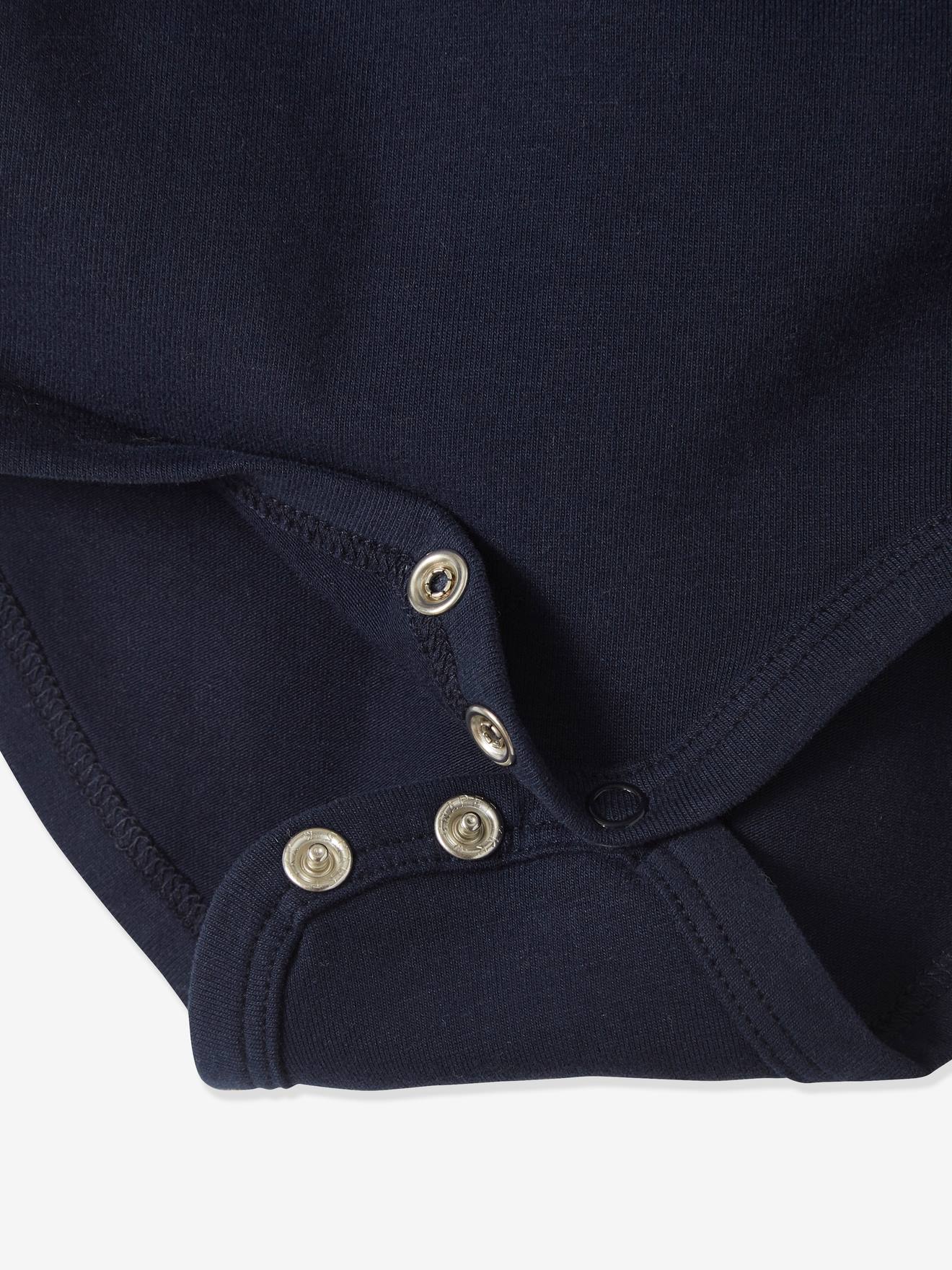 Conjunto com 2 bodies para recém-nascidos com gola polo e bolso, azul escuro, bicolor/multicolorido.