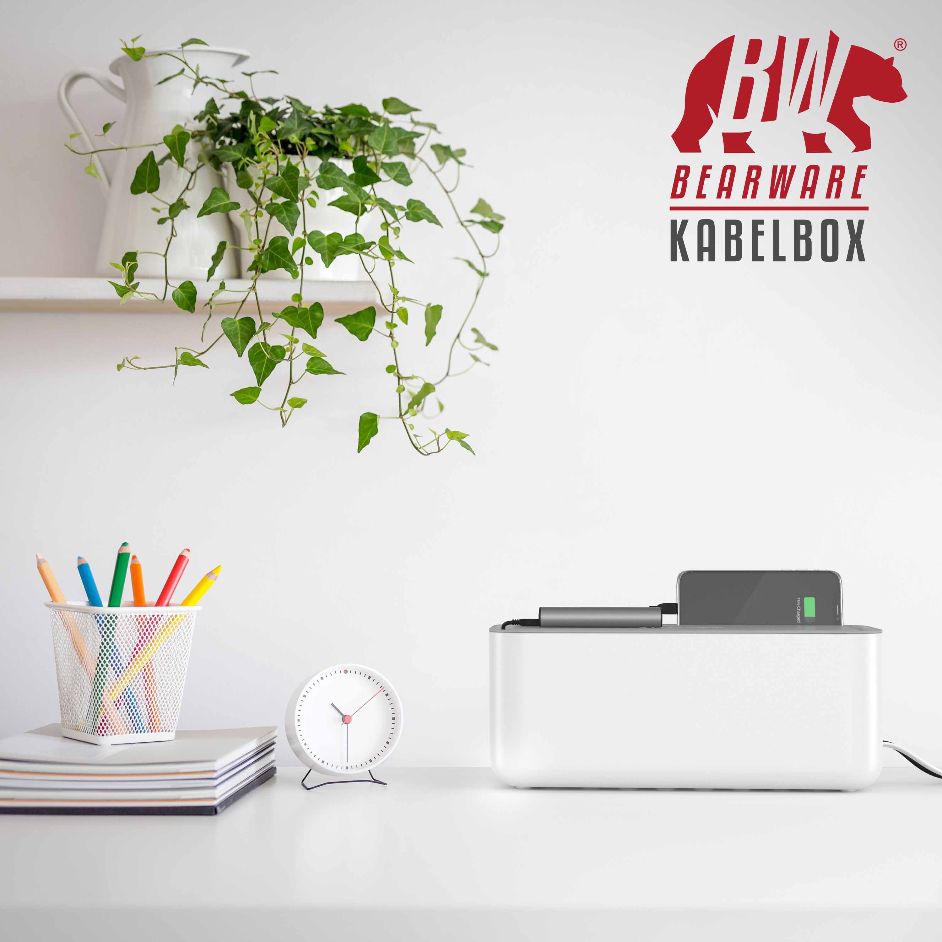 BEARWARE Kabelbox mit Gummifüßen Kabelmanagement / Kabelordner / Ladebox