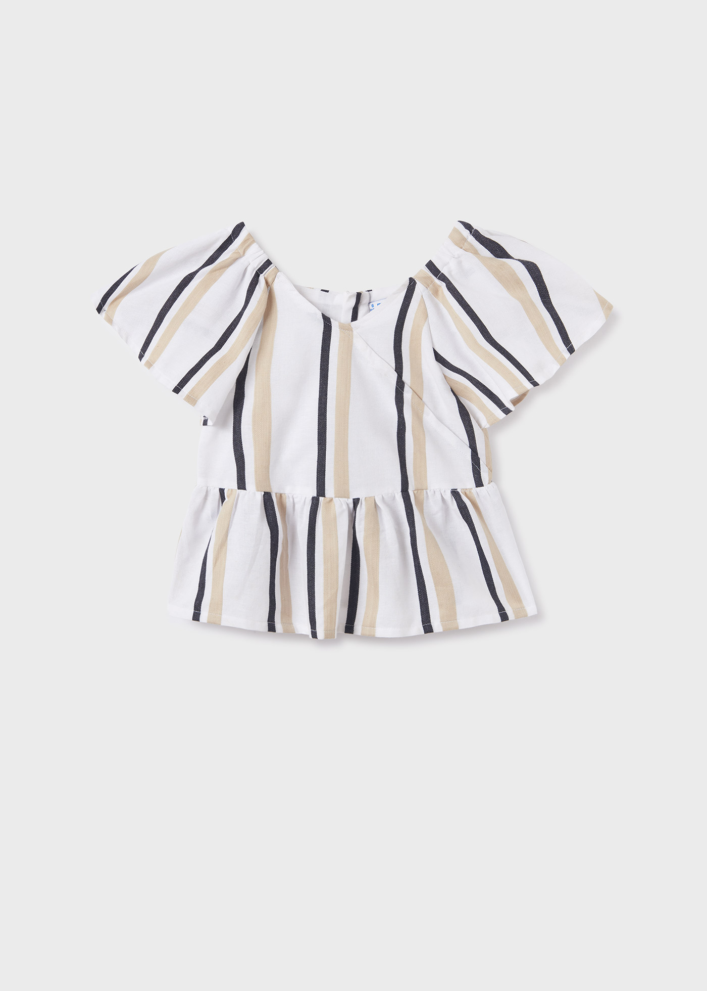 Blusa listrada de manga curta para meninas