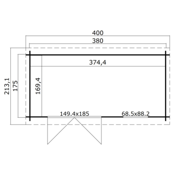 Tuinhuis Danna 380x175 blank