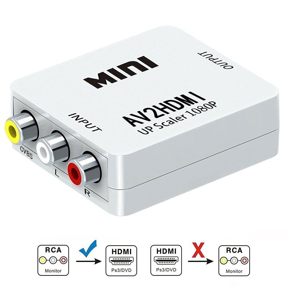 Mini Composite Cinch RCA CVBS AV auf HDMI 1080P Konverter Adapter für TV / PC / Sony PlayStation PS3 / DVD