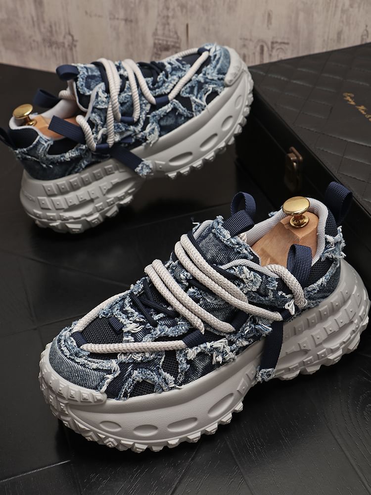 Mr Ozera - Platform Denim Veterschoenen