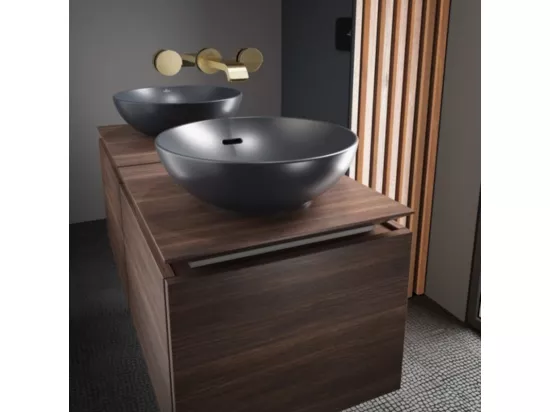 Vasque 38 x 38 ronde à poser VILLEROY ET BOCH Loop & Friends non meulé Ebony avec trop plein