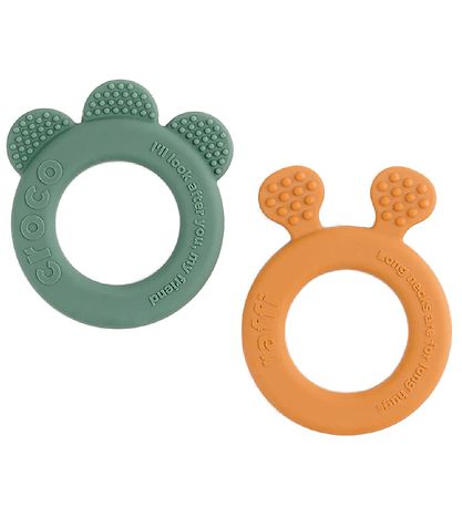 Done By Deer Beißring - 2er-Pack - Deer Friends - Mustard/Green
