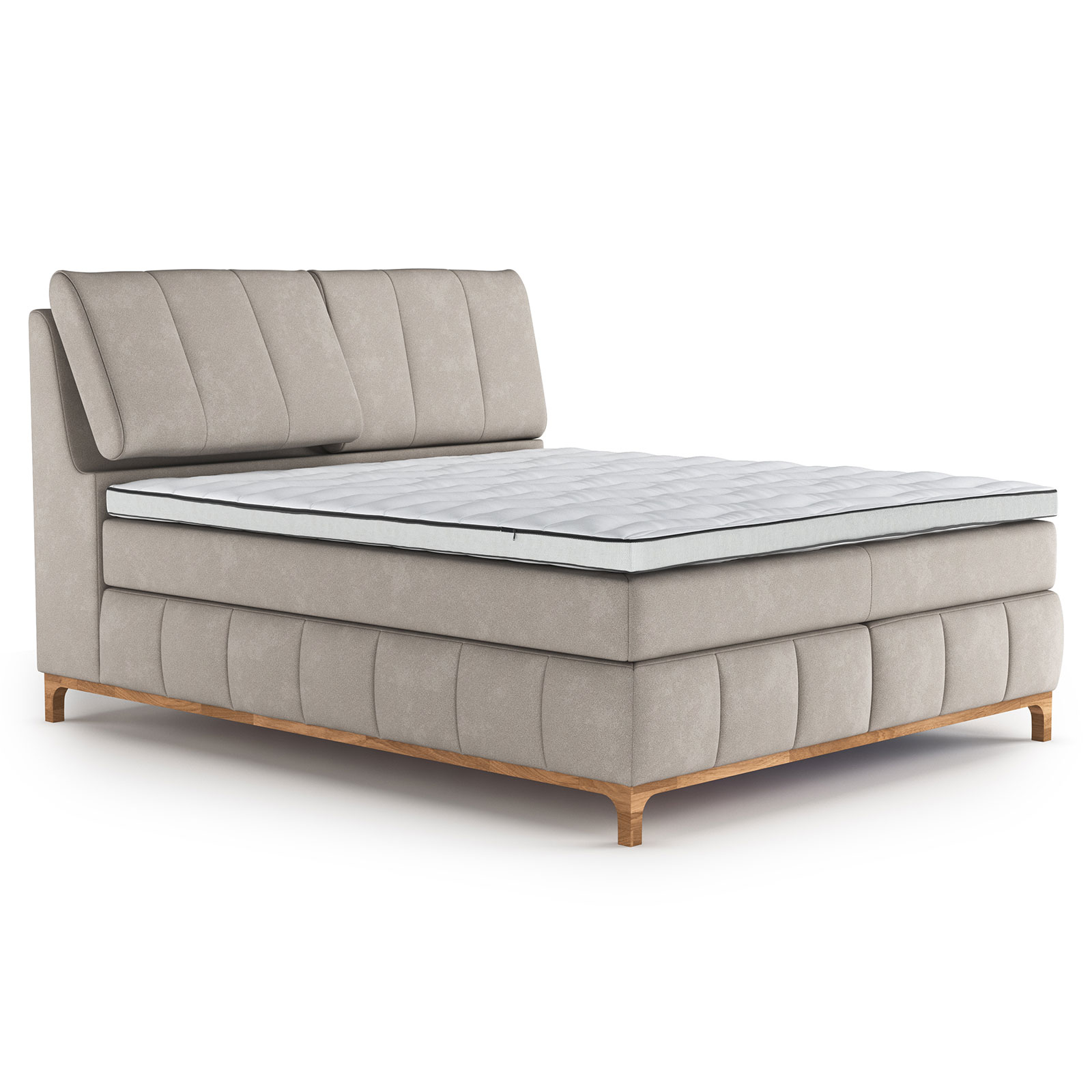 Boxspringbett - light grey - H3/4 - Bettkasten - 180x200 cm