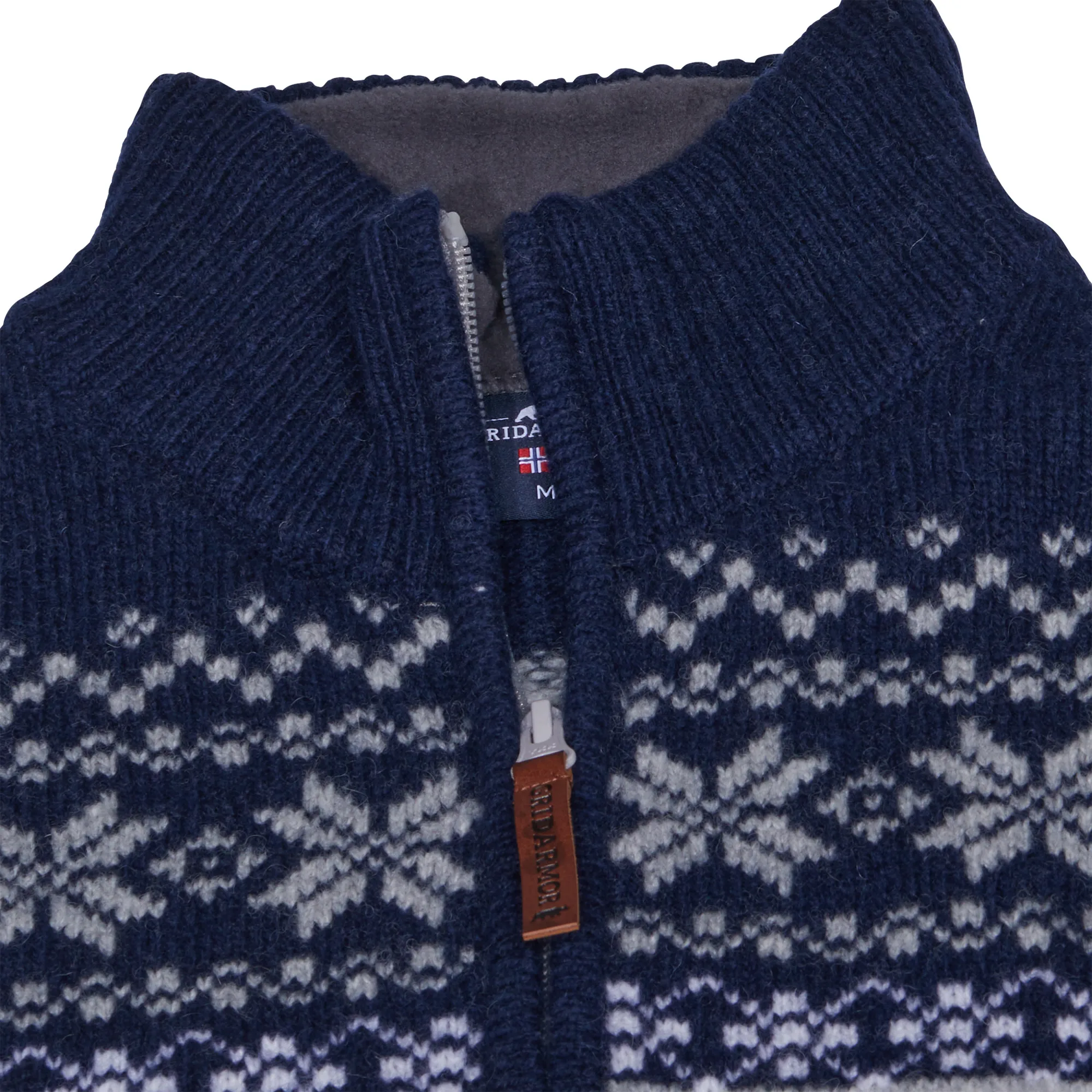 Gridarmor Women's Snøkrystall Half Zip Ullgenser Light Grey/Dark Navy/White