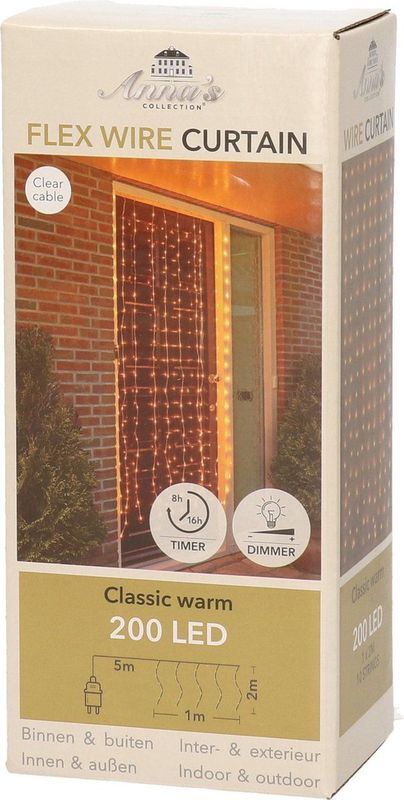 Kerstverlichting - Gordijnverlichting - Warm Wit - 200 LED Lampjes - 100 x 200 cm