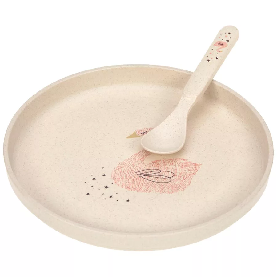 Lässig Kindergeschirr mit Lätzchen Little Water 5er Set beige