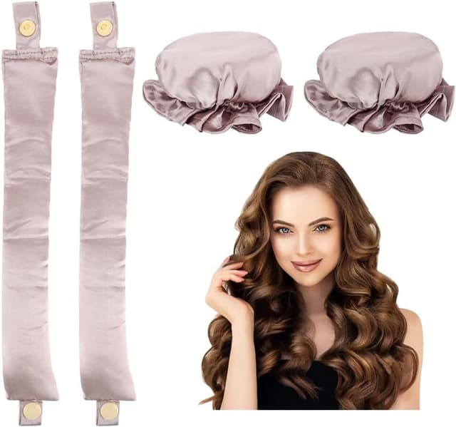 2-sæt Satin Heatless Hair Curler til at sove med om natten Lys lilla