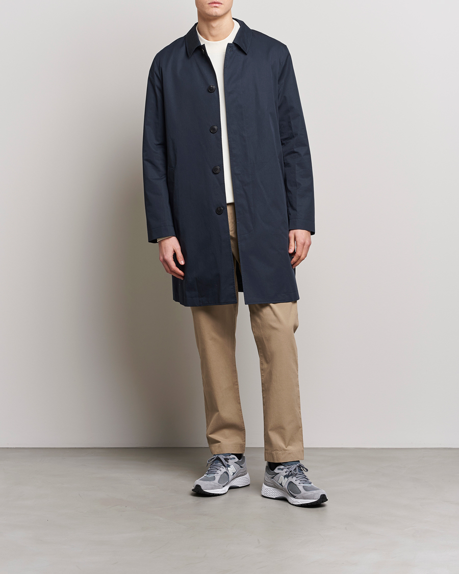 Sunspel Technical Cotton Mac Coat Navy