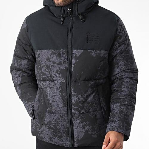 Doudoune Capuche 218085 Noir Gris Anthracite