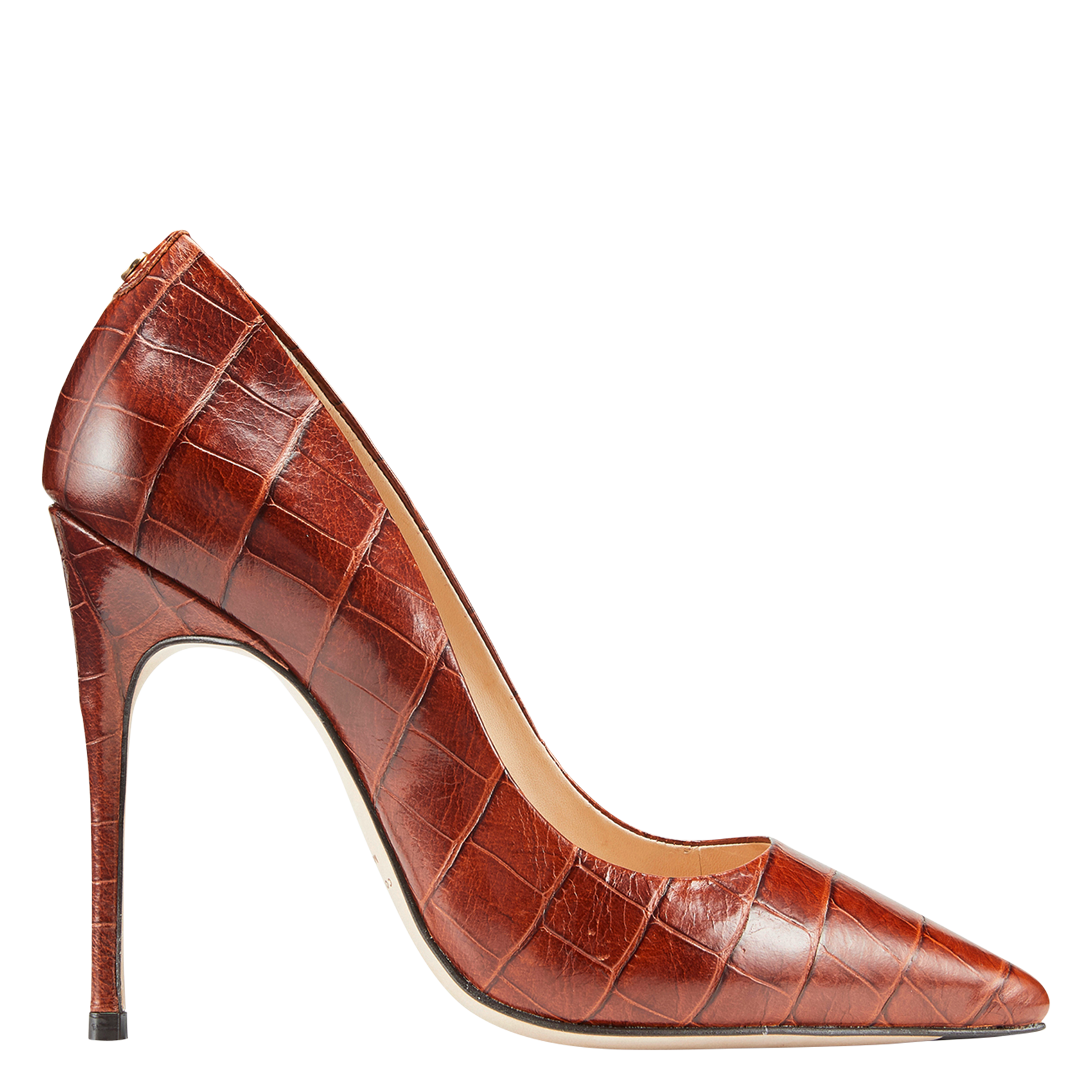 AELIA2 - Escarpins en cuir embossé croco | Marron