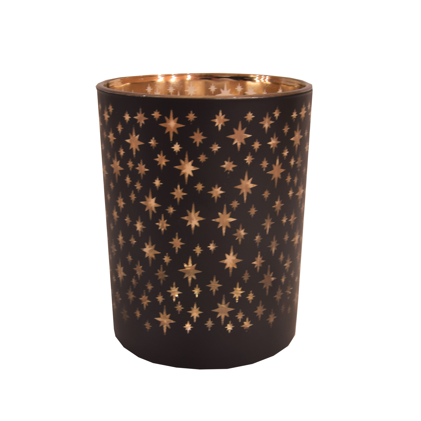 Windlicht - schwarz-gold - Sternchen - 8 cm