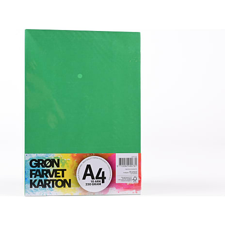 Farvet karton A4 10 ark - grøn
