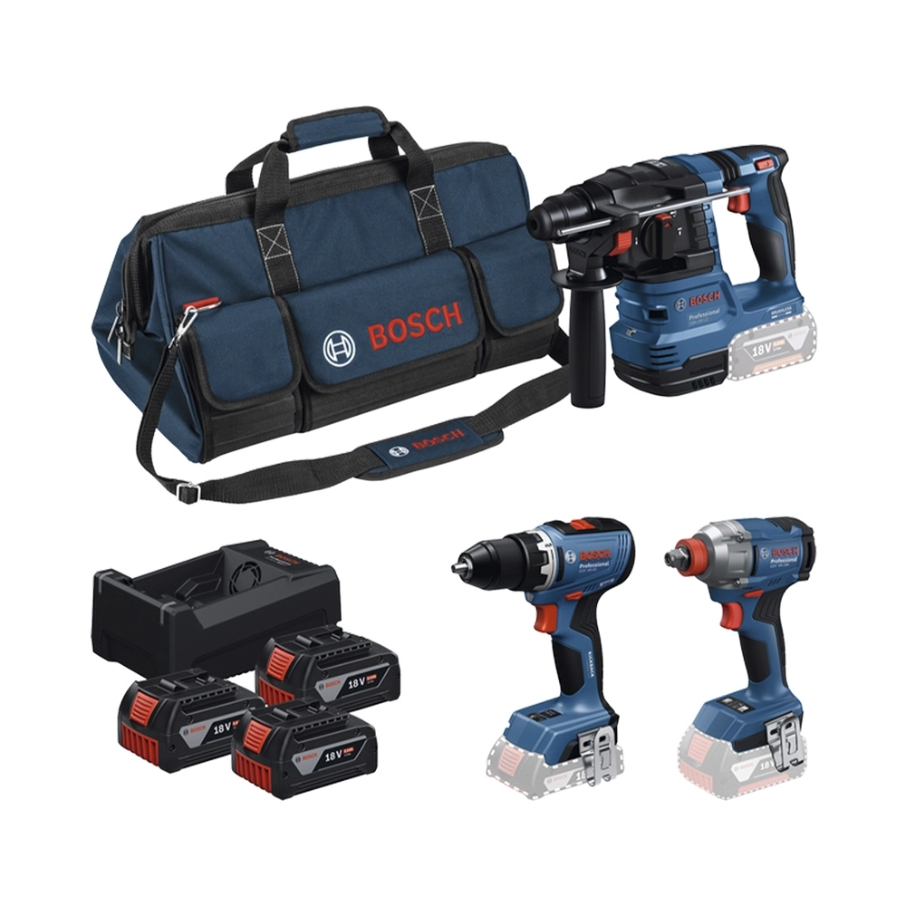 Bosch 3 Tool kit 18V GSR+GDX+GBH+3x5.0Ah+GAL 12V/18V-80 0.615.A50.093