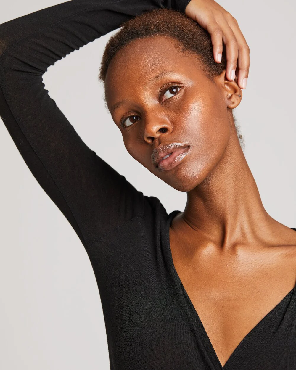 Gai+Lisva  Anne Wool Wrap langærmet t-shirt - sort