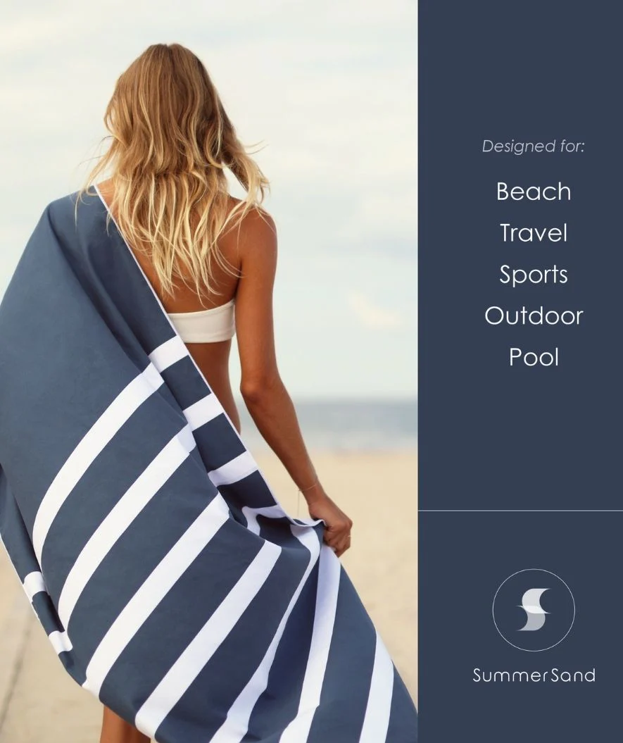 Summersand microfiber håndklæde - Deep Blue (Mørkeblå)