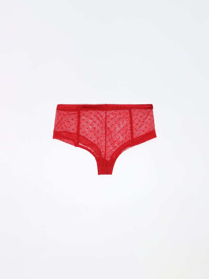 Pacote com 2 calcinhas hipster de tule - Vermelhas