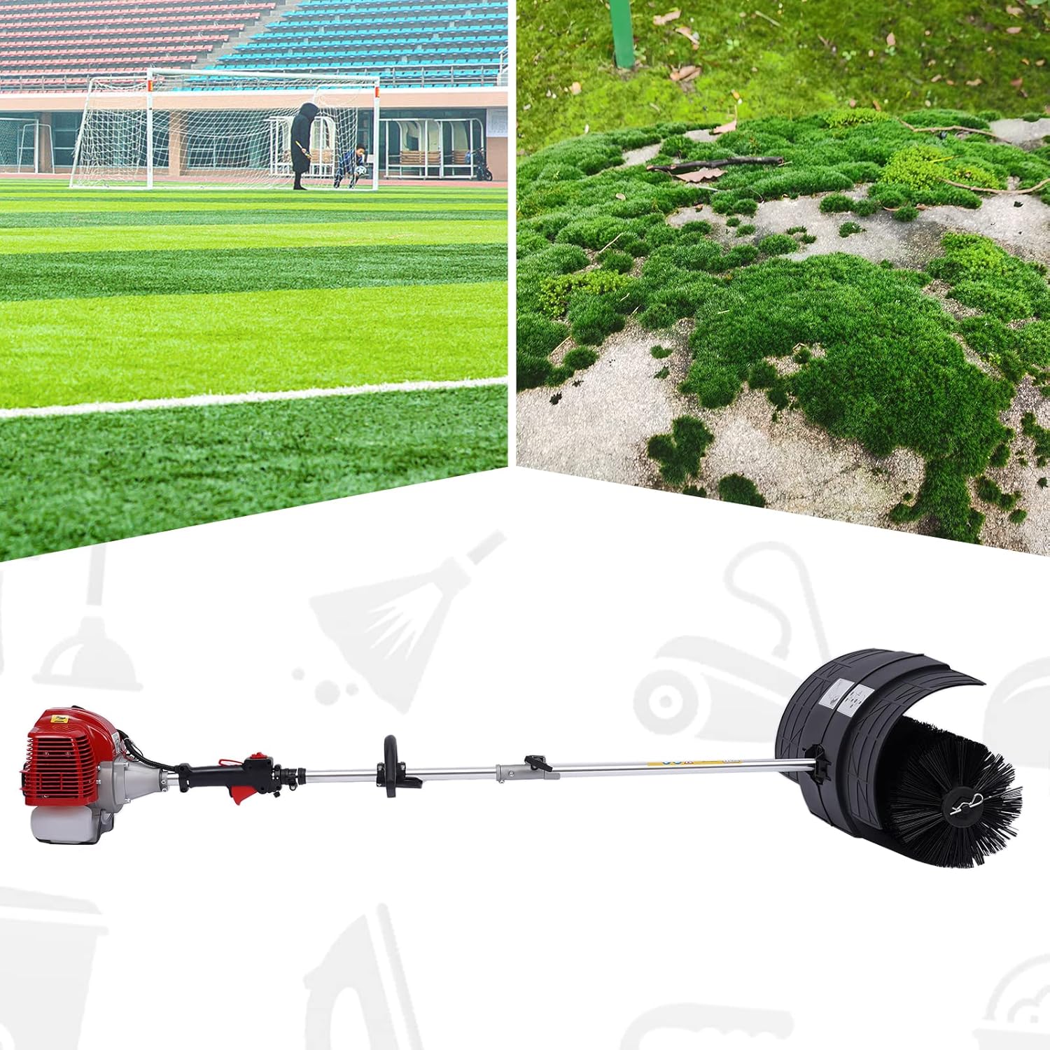 Benzin Motorbesen Kehrmaschine Schneeschieber SchneeräUmer SchneefräSe MotorbüRste Benzinbetriebene Sweeper Handkehrmaschine Kehrbesen Mit Fahrgestell Air Cooled Motor EPA Engine Power Werkzeug