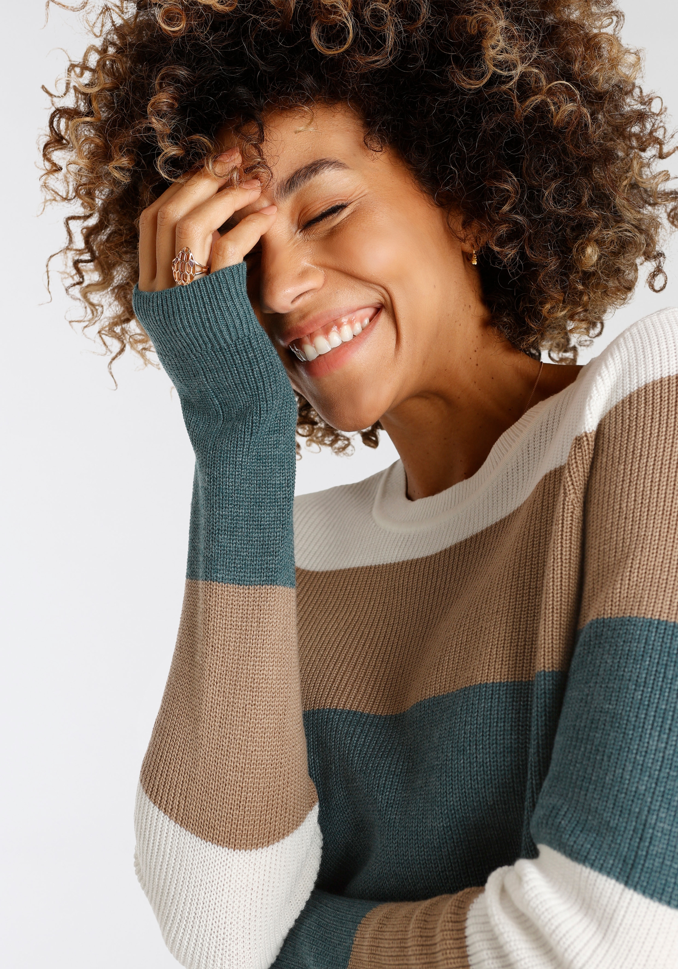 H.I.S Strickpullover , in Streifenoptik mit Rundhalsausschnitt