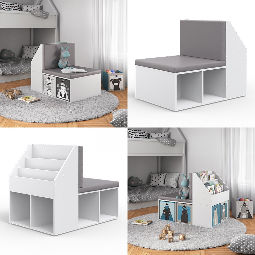 VICCO Kinderregal ONIX mit Sitzbank Kindersitzbank Spielzeug Kinderzimmerregal