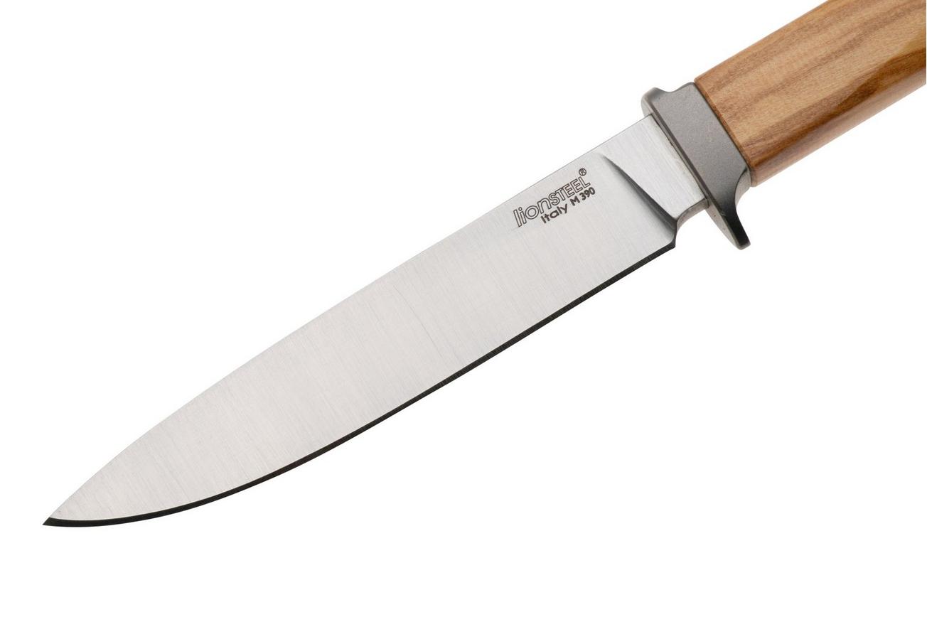 LionSteel Ago AG1-UL Olive Wood, Titanium Guard, vaststaand mes