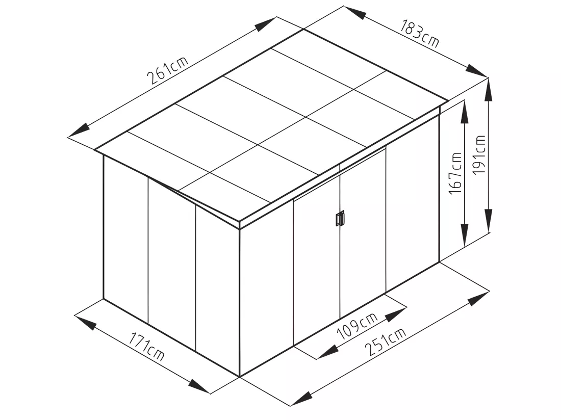 Abri de jardin métal en acier galvanisé gris 4,77 m² - FOLCO