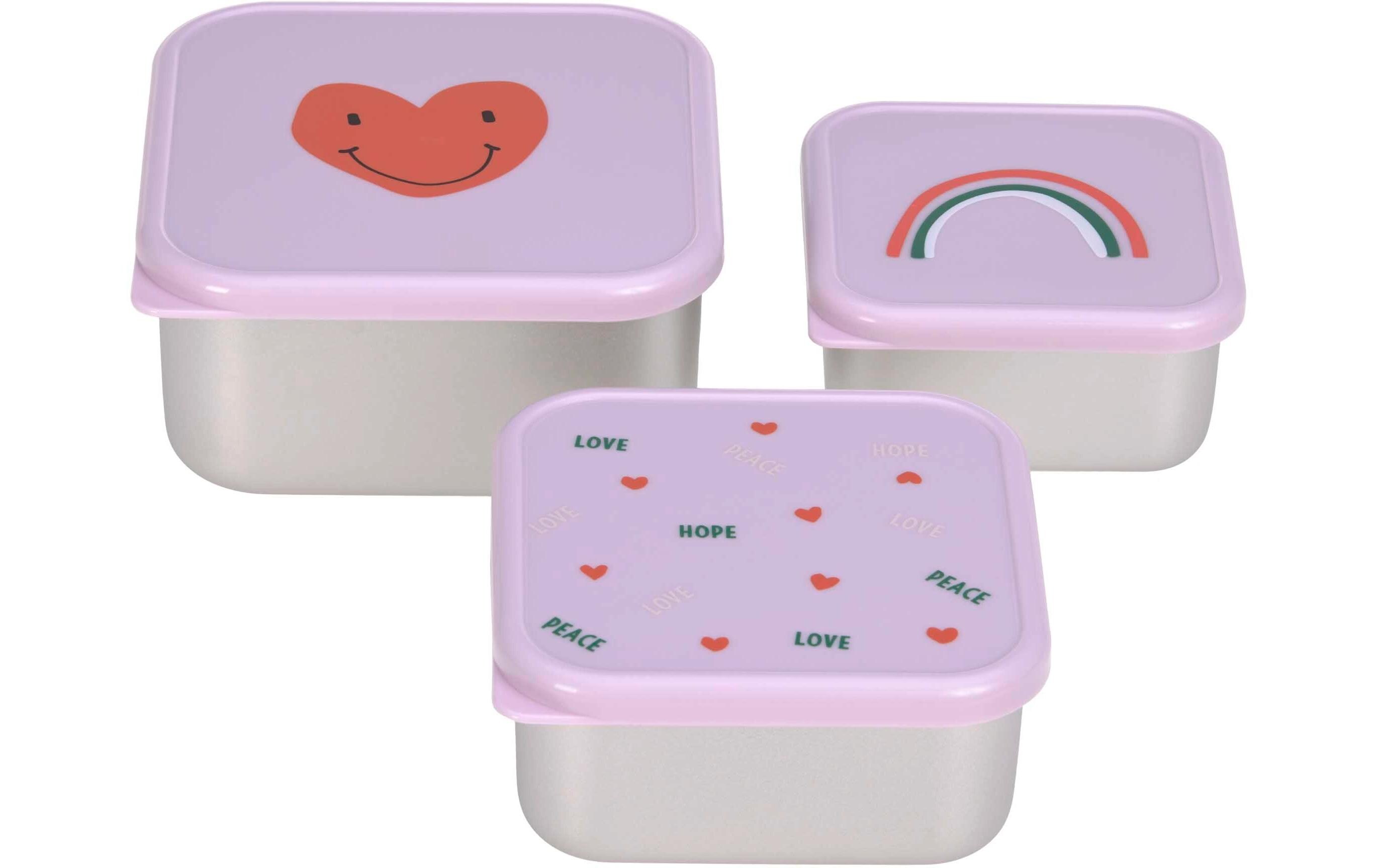 Lunchbox 3er Set Happy Rascals Heart LavenderSnackbox aus Edelstahl