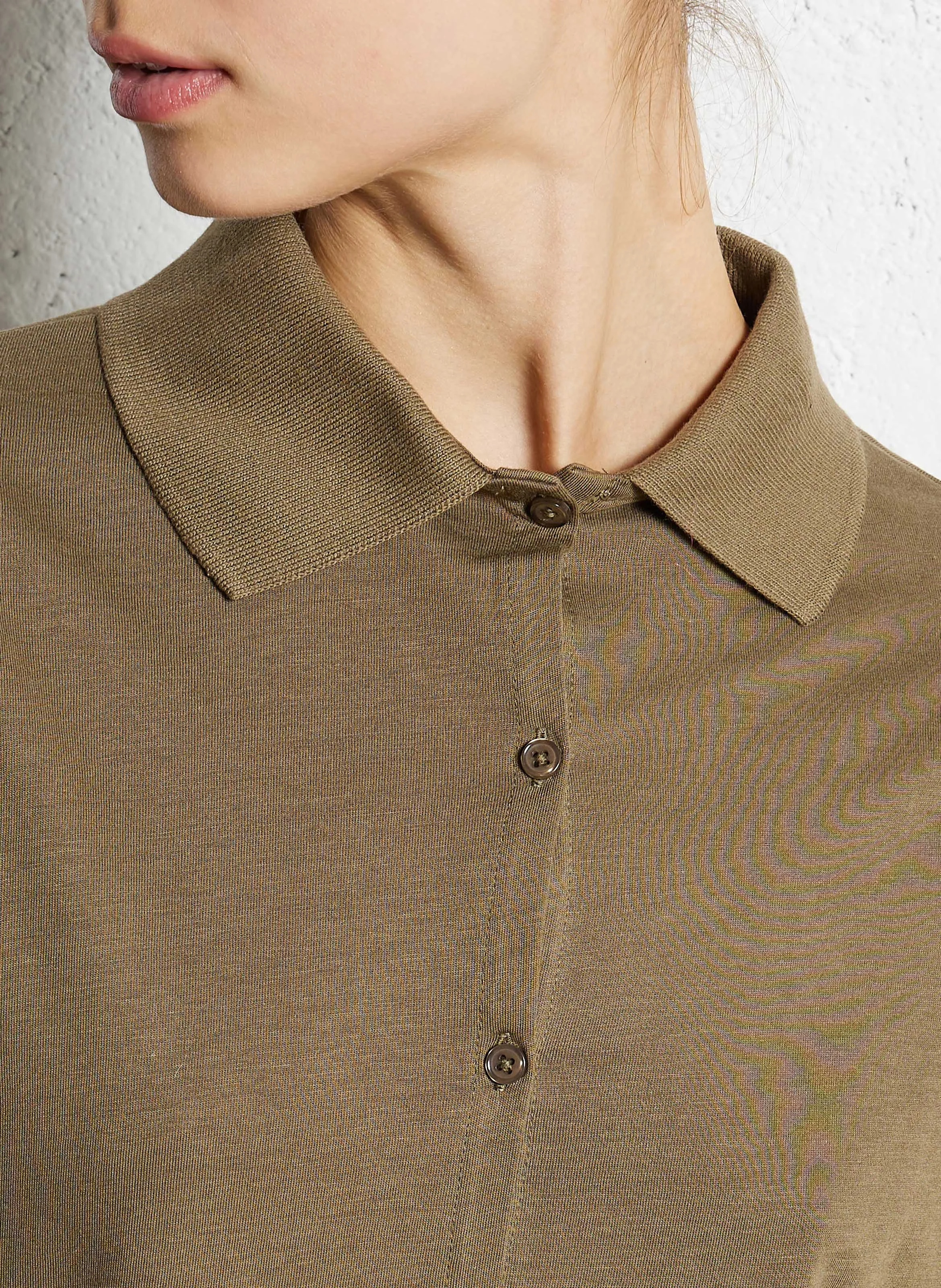 GIOVANA - Gilet col polo en coton mélangé| Vert