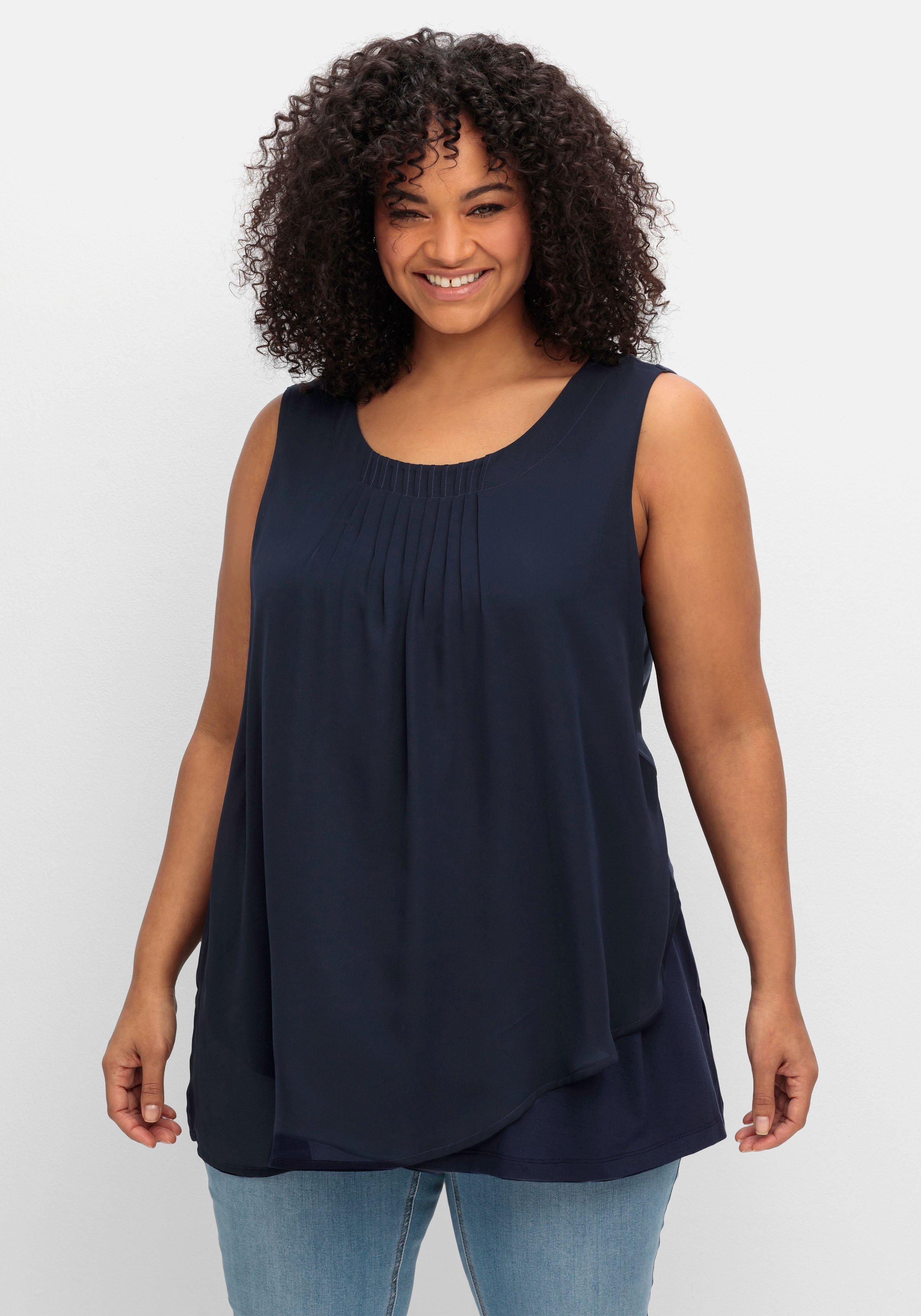 Doppellagiges Top aus Chiffon und Jersey