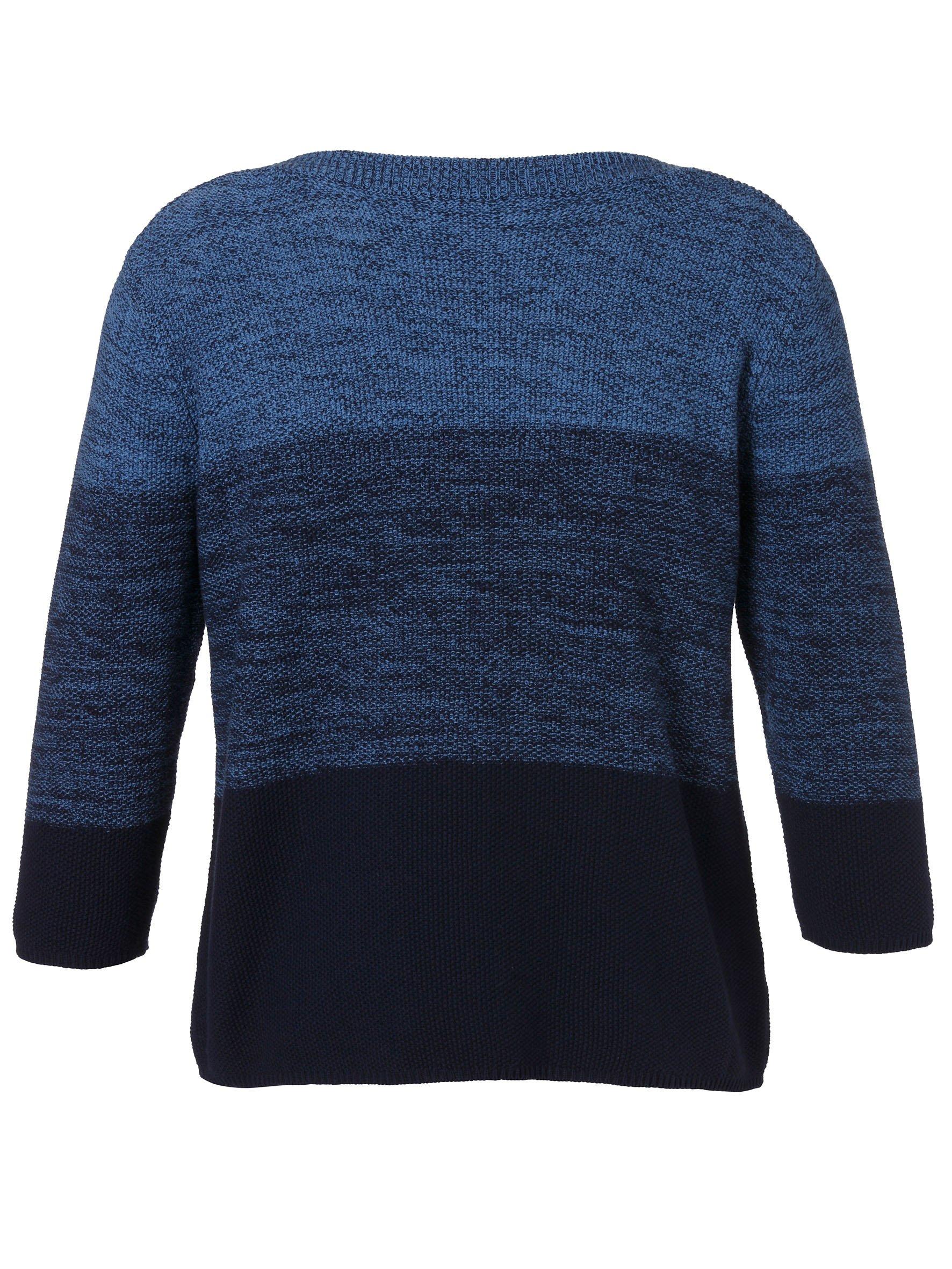 Feinstrickpullover mit Blockstreifen und 3/4-Arm