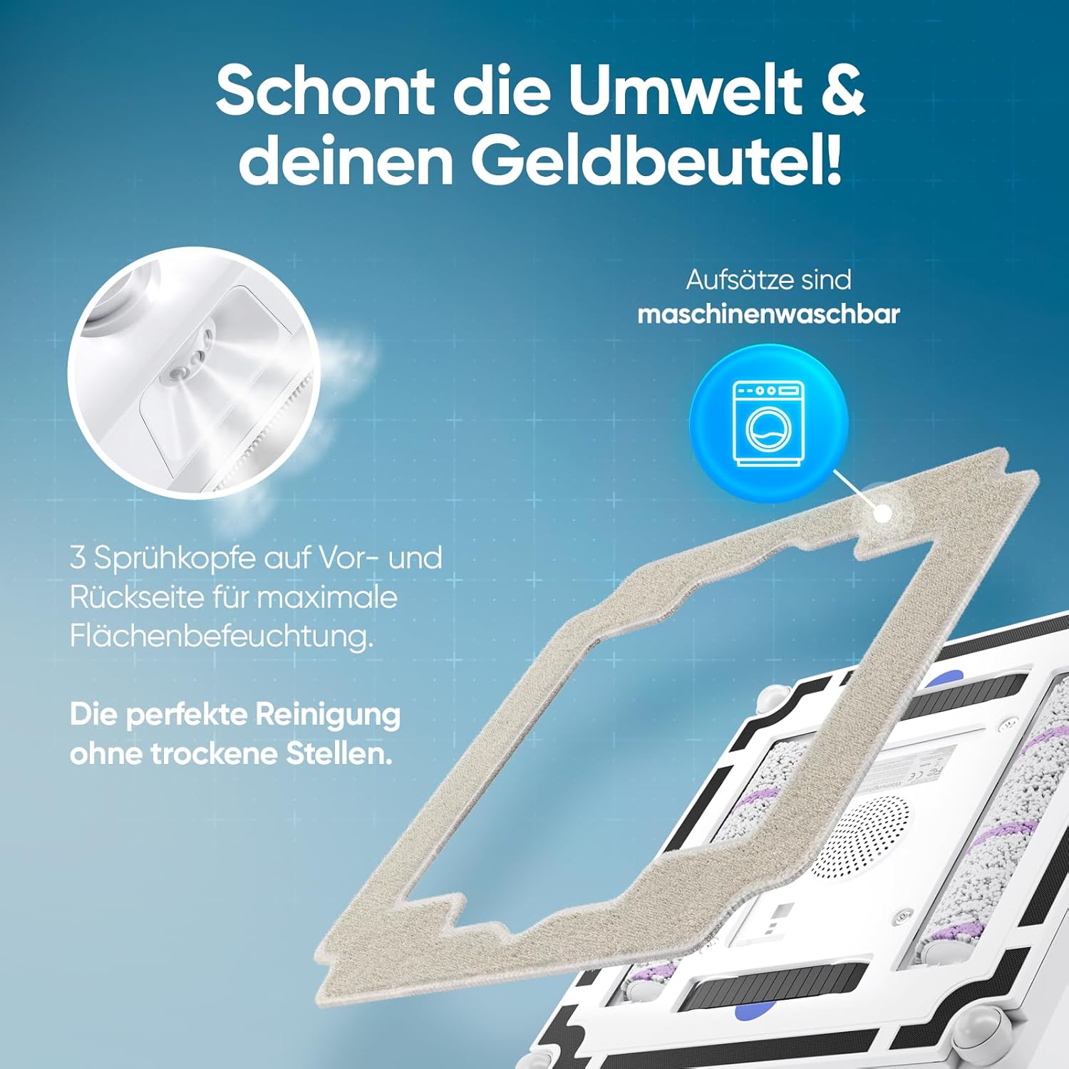 Fensterputzroboter [patentierte Rollbürsten] Fensterputzer elektrisch mit App-Steuerung [deutsch] Fensterroboter 3-Düsen Sprühfunktion & Anti-Fall-Sensoren | Winbot Roboclean Window Cleaning Robot